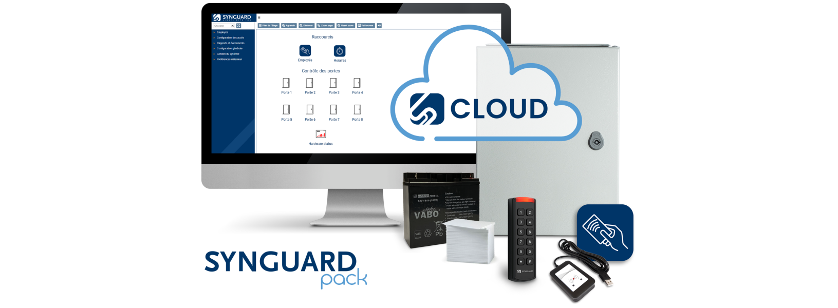 Aperçu de tout ce qui est inclus dans un PACK Synguard Synguard PACK8 gestion des accès petits systèmes